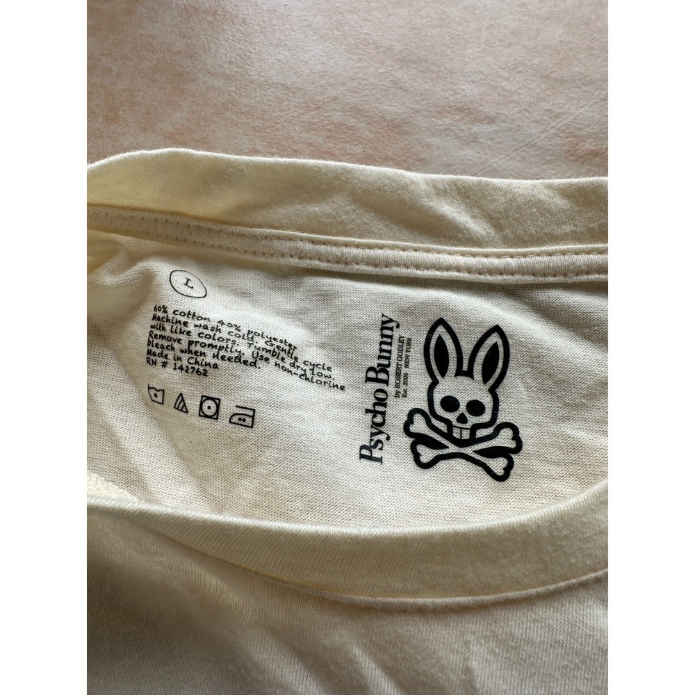Like new! Psycho Bunny  Robert Godley  T-Shirt Ivory Short Sleeve Men's L‎ - Picture 4 of 6